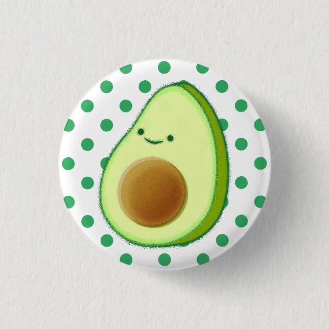 Cute Avocado Drawing Green Polka Dots 3 Cm Round Badge (Front)