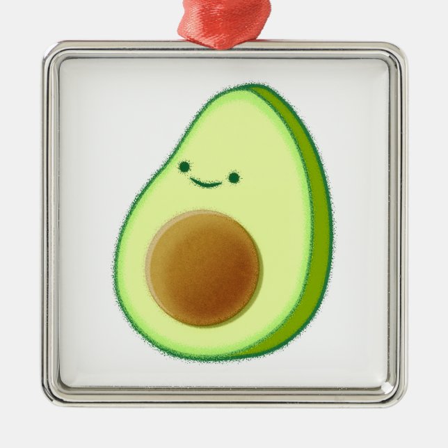 Cute Avocado Drawing Metal Tree Decoration (Front)