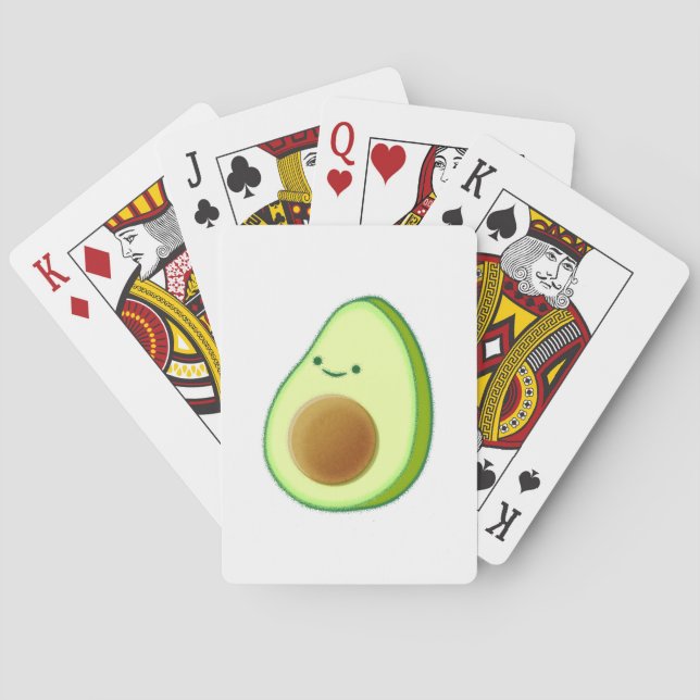 Cute Avocado Drawing Playing Cards (Back)