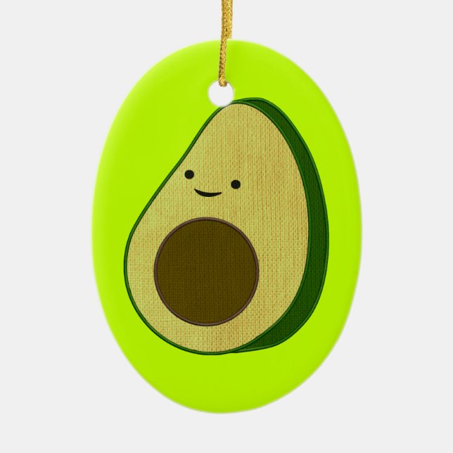 Cute Avocado Drawing Simulated Embroidery Ceramic Ornament (Front)