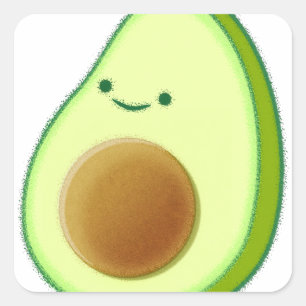 Cute Avocado Drawing Square Sticker