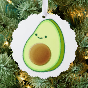 Cute Avocado Drawing Tree Decoration Card