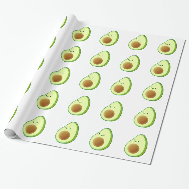 Cute Avocado Drawing Wrapping Paper (Unrolled)