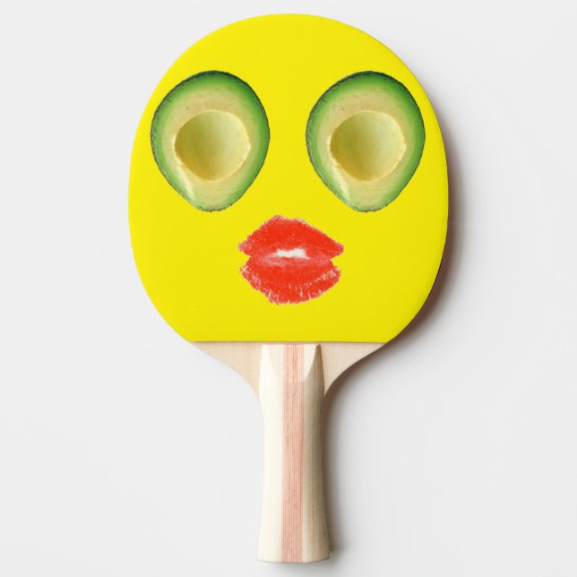 Cute Avocado Face Yellow Red Lips Ping Pong Paddle (Front)
