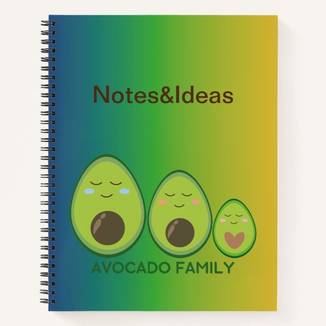 Cute Avocado Family Notebook (Front)