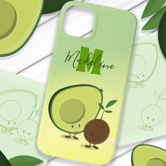Cute Avocado Food Monogram  Case-Mate iPhone Case (Creator Uploaded)