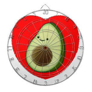 Cute Avocado In Red Heart Dartboard