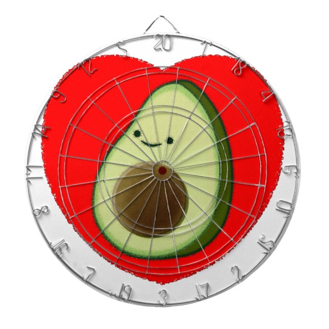 Cute Avocado In Red Heart Dartboard (Front)