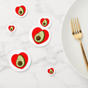 Cute Avocado In Red Heart Drawing Confetti
