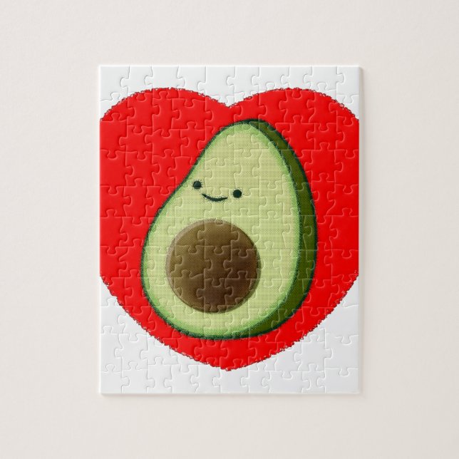 Cute Avocado In Red Heart Jigsaw Puzzle (Vertical)