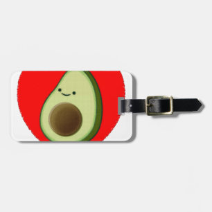 Cute Avocado In Red Heart Luggage Tag
