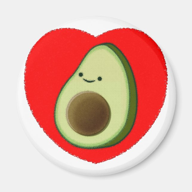 Cute Avocado In Red Heart Magnet (Front)