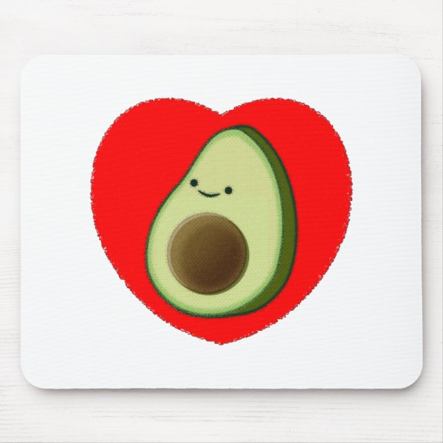 Cute Avocado In Red Heart Mouse Pad (Front)