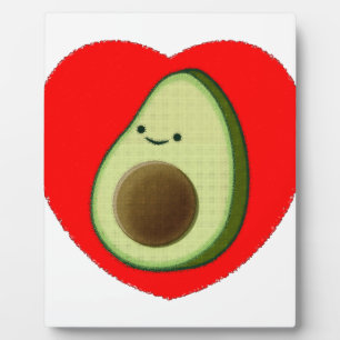 Cute Avocado In Red Heart Plaque