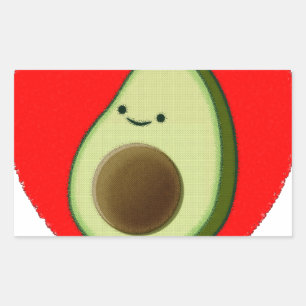 Cute Avocado In Red Heart Rectangular Sticker