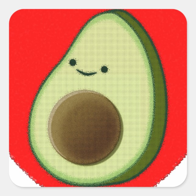 Cute Avocado In Red Heart Square Sticker (Front)