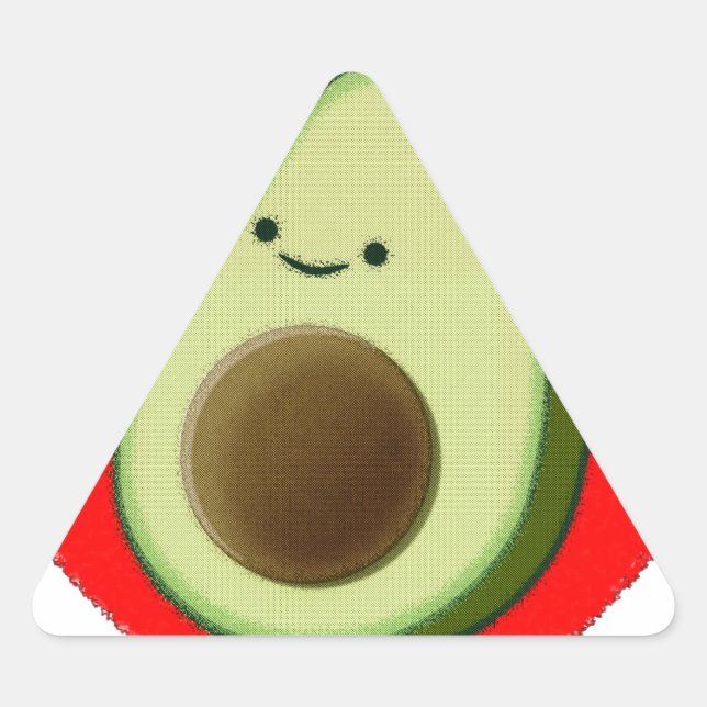 Cute Avocado In Red Heart Triangle Sticker (Front)
