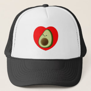 Cute Avocado In Red Heart Trucker Hat