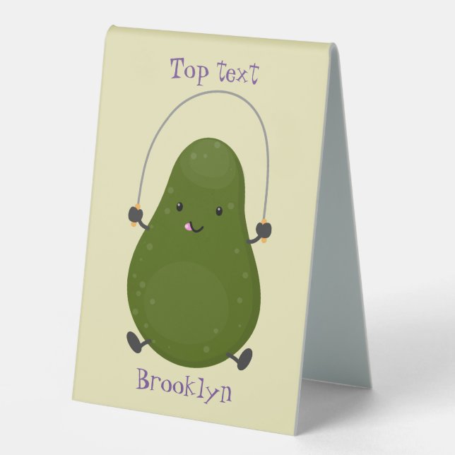 Cute avocado jump rope cartoon illustration (Front)