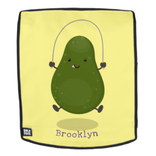Cute avocado jump rope cartoon illustration backpack