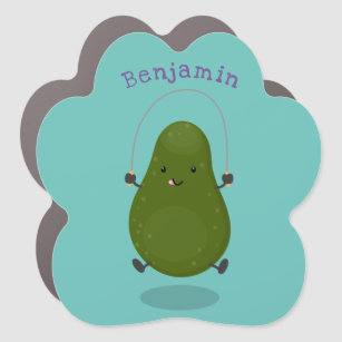 Cute avocado jump rope cartoon illustration car magnet