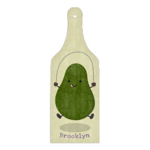 Cute avocado jump rope cartoon illustration cutting board