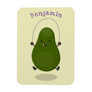 Cute avocado jump rope cartoon illustration magnet