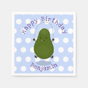 Cute avocado jump rope cartoon illustration napkin