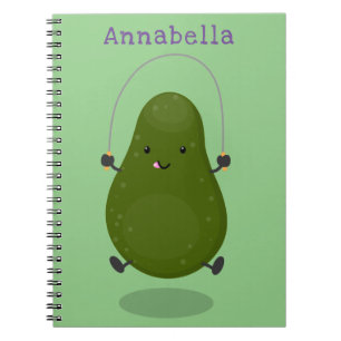 Cute avocado jump rope cartoon illustration notebook