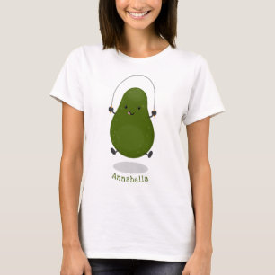 Cute avocado jump rope cartoon illustration T-Shirt