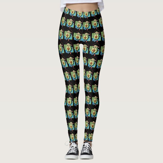 Cute Avocado Jump Rope – Fitness Kawaii Leggings (Front)