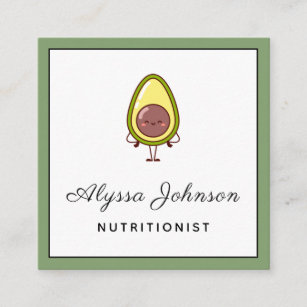 Cute Avocado Kawaii Food Nutritionist Healthy Diet Square Business Card