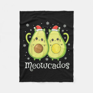 Cute Avocado Kitten Pun Funny Xmas Food Animal Wom Fleece Blanket