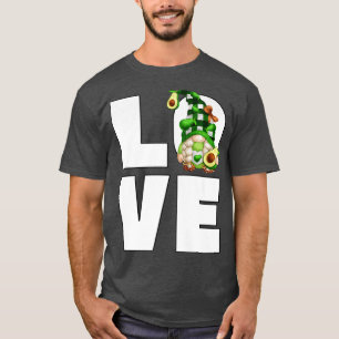 Cute Avocado Lover Gnome For Women Girls Love Gree T-Shirt
