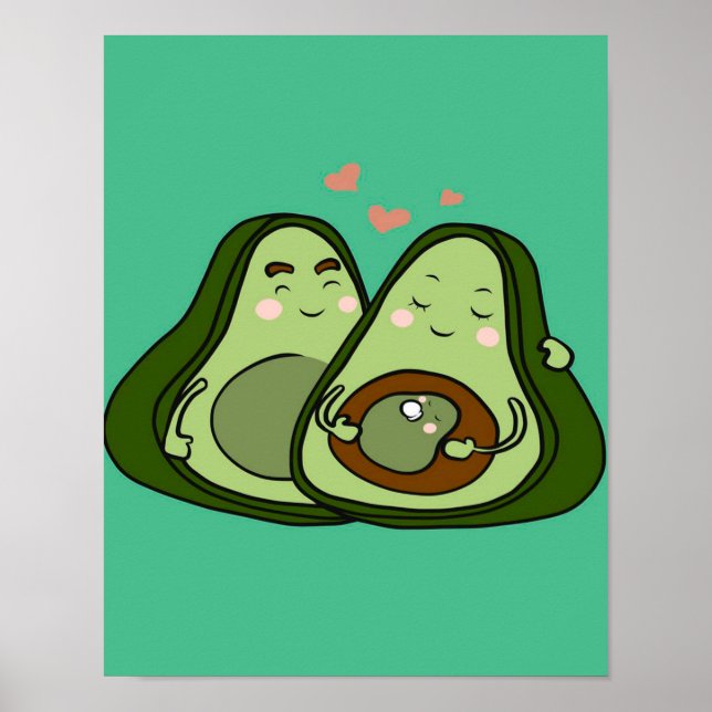 Cute Avocado Mommy | Cute Family | Mommy and Baby  Poster (Front)