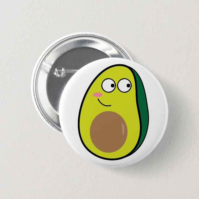 Cute Avocado Pinback Button | Fun Kawaii Fruit Pin (Front & Back)