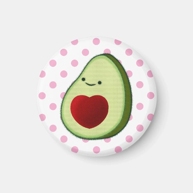 Cute Avocado Pink Polka Dots Magnet (Front)