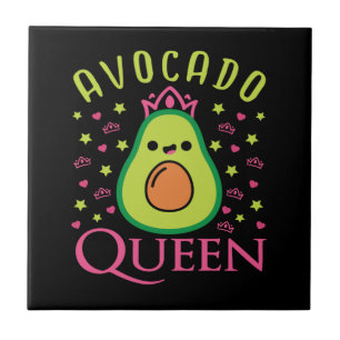 Cute Avocado Queen with Heart Keto Girl Cooking Ceramic Tile