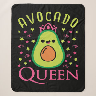 Cute Avocado Queen with Heart Keto Girl Cooking Sherpa Blanket