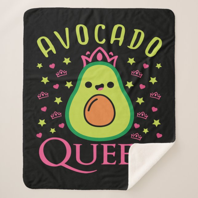 Cute Avocado Queen with Heart Keto Girl Cooking  Sherpa Blanket (Front)
