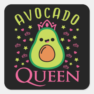 Cute Avocado Queen with Heart Keto Girl Cooking  Square Sticker