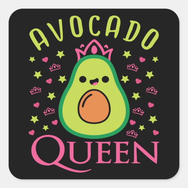Cute Avocado Queen with Heart Keto Girl Cooking  Square Sticker (Front)