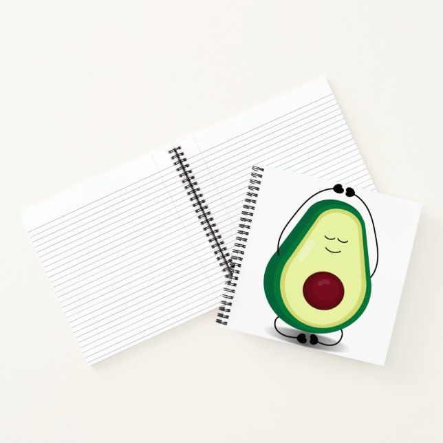 Cute Avocado Relaxation Cartoon Spiral Notebook (Inside)