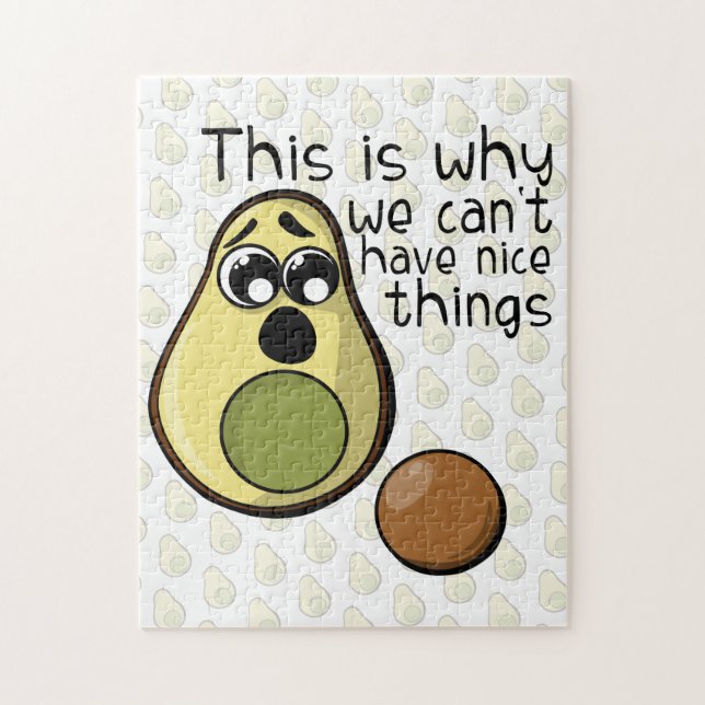 Cute Avocado Seed Cartoon Quote Saying Jigsaw Puzzle (Vertical)