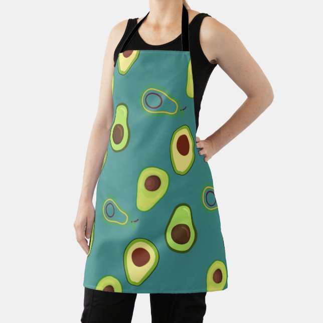 Cute Avocado slice summer Green gradient Pattern Apron (Insitu)