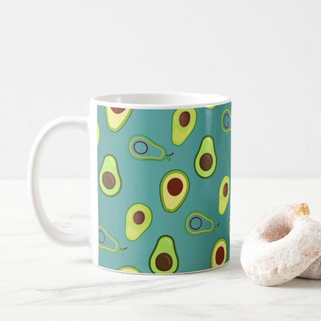 Cute Avocado slice summer Green gradient Pattern Coffee Mug (With Donut)