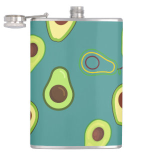 Cute Avocado slice summer Green gradient Pattern Hip Flask