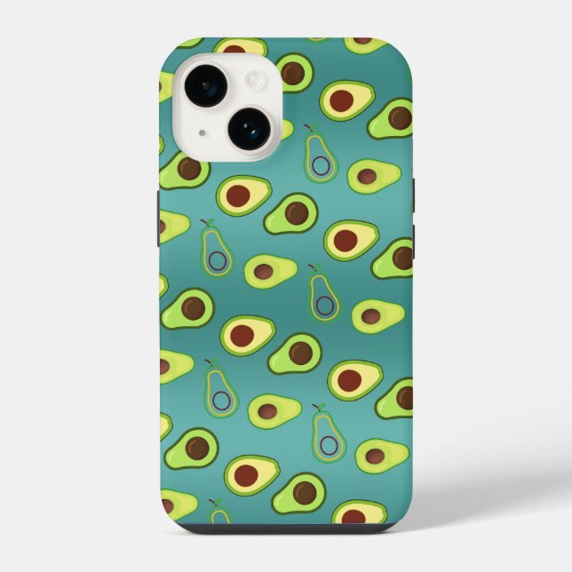 Cute Avocado slice summer Green gradient Pattern iPhone Case (Back)