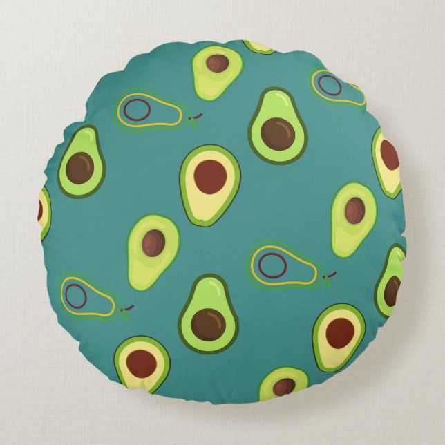 Cute Avocado slice summer Green gradient Pattern Round Cushion (Front)