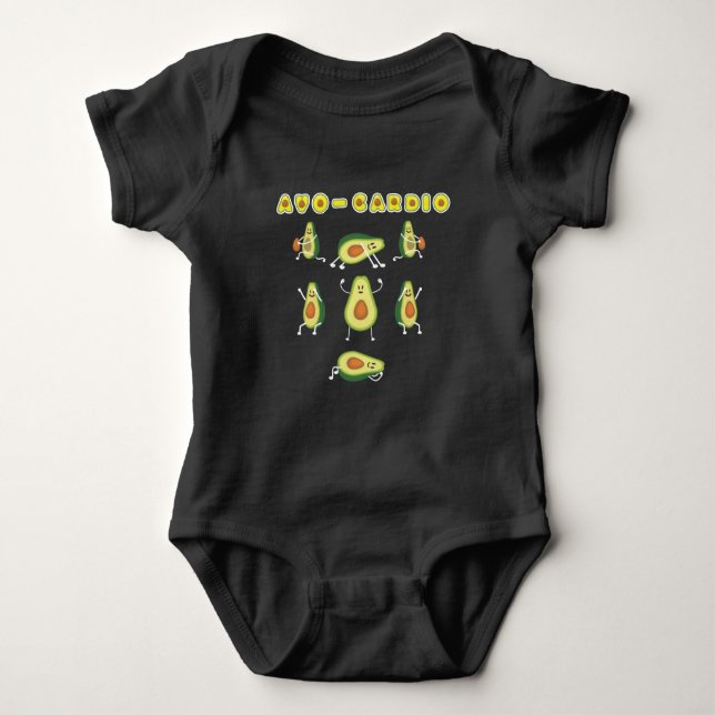 Cute Avocado Sport Cardio Exercise Fruit lover Baby Bodysuit (Front)